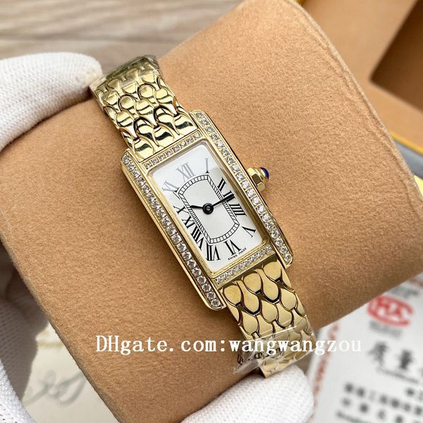 

2021 classic tank americaine quartz diamond watches joker ladies 316l stainless wristwatches square womens watch 20*35mm d3161