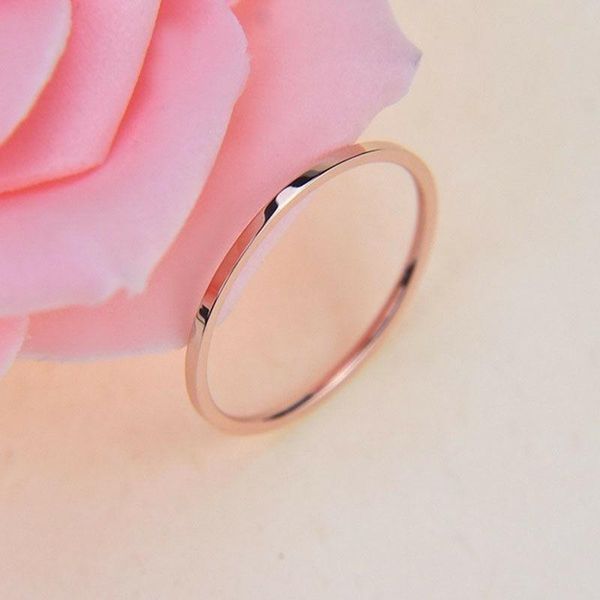 

wedding rings simple fine ring plain titanium steel extremely lovers lady band promise engagement jewelry gifts, Slivery;golden