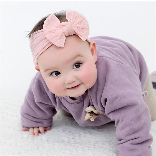 

hair accessories born baby bows headwraps soft nylon headband for children elastic knot turban toddler girls hairbands, Slivery;white