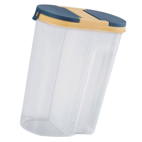 

storage bottles & jars 1pc lidded grains box transparent double-grid jar dark blue