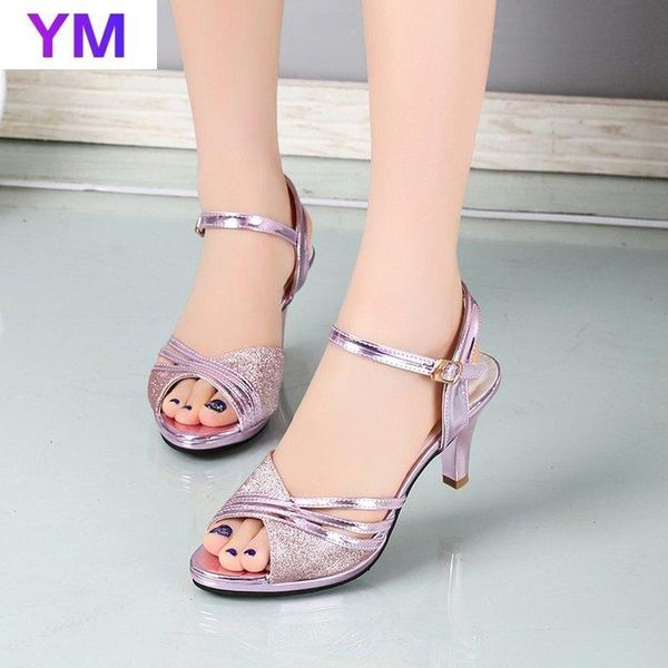

2021 woman summer new mules sandals fashion faux fur design high heels sandals slides peep toe square head ladies shoes, Black