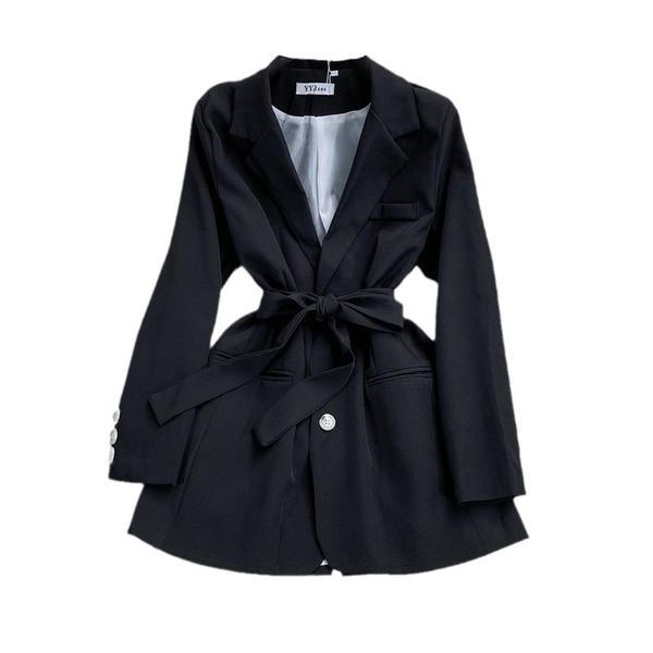 

women's suits & blazers spring and autumn british style blue suit loose slimming jacket korean commuter ladies mid-length coat women, White;black
