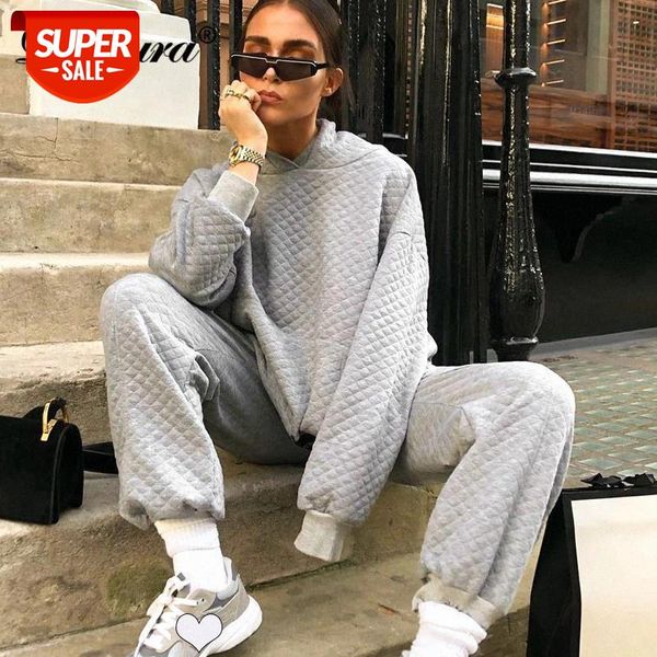 

Dulzura Plaid Women Gray Sweatshirt Hoodie Long Sleeve Sweatpants Set Jogger Harem Pants Loose Streetwear Autumn Winter Clothes #F14l, White