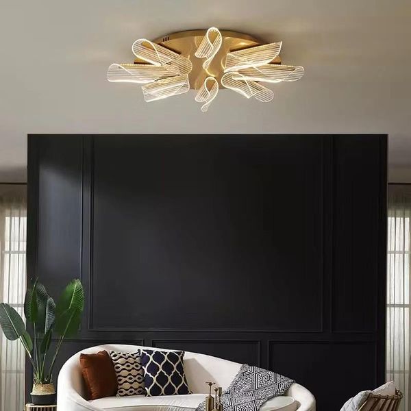 

chandeliers modern bedroom living room ceiling lamp lighting gold frame acrylic 3/6/8/12 led nordic large