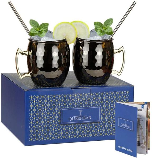 

mugs queenbar 550ml moscow mule mug great quality cocktail cup drum stainless steel bar drinkware tools with straws