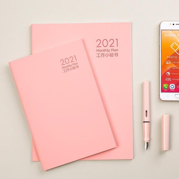 

2021 2022 planner organizer a5 notebook agenda daily weekly schedule monthly school office supplies journals stationery kpop, Purple;pink