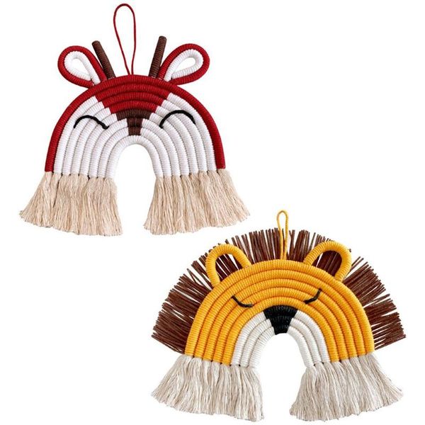 

decorative objects & figurines 2pcs children room handmade woven cotton rope animal hanging decoration wall decor
