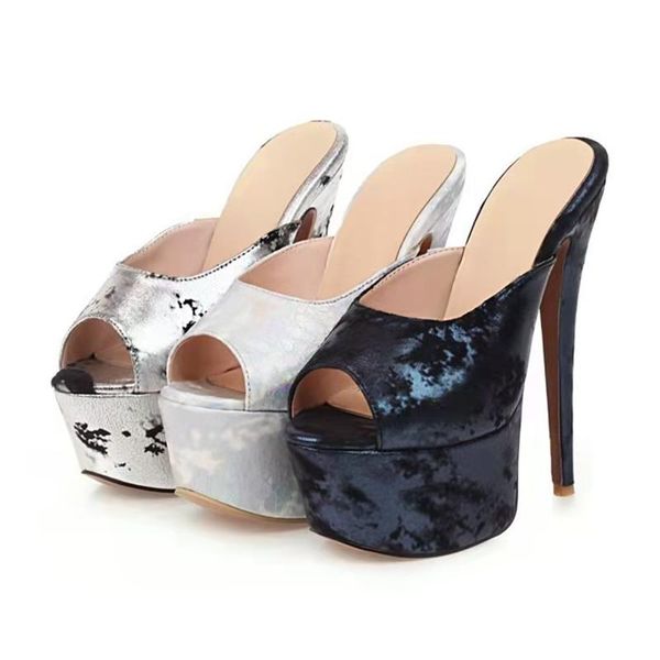 

sandals ycscl's super high heel fish mouth sandalsare with waterproof platform unwrapped size 33-50, Black