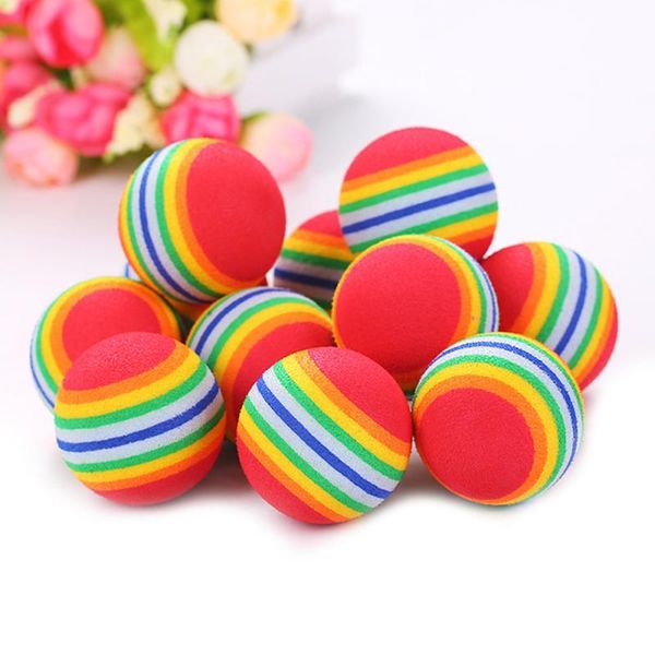 

cat toys 1/3/5pcs rainbow eva pet ball interactive rattle scratch training balls dog play chewing supplies