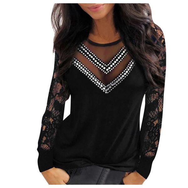 

women's blouses & shirts lace sequins women blouse and sheath bodycon long sleeve pullover streetwear clubwear woman blusas ropa, White