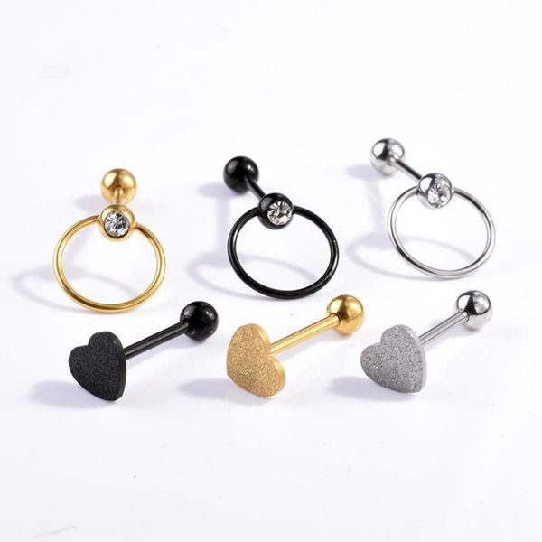 

14g frosted tongue nail set love ring human body puncture jewelry