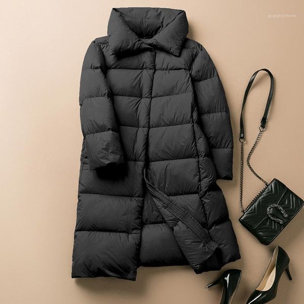 

women's down & parkas ailegogo winter women ultra light long jacket 90% white duck warm snow coat female solid thick fluffy outwear, Black