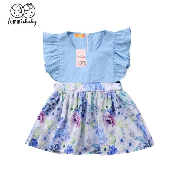 

girl's dresses emmababy born baby girls flower patchwork print dress princess party pageant sundress clothes, Red;yellow