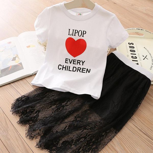 

clothing sets baby suit 2021 summer girl children's short-sleeved t-shirt half-length dress, White