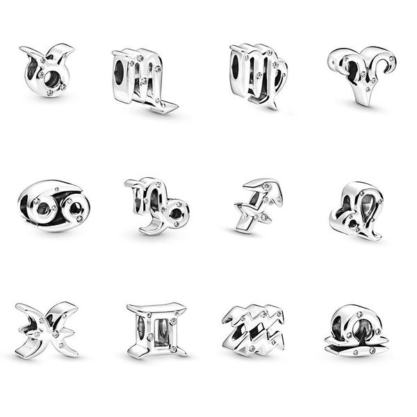 

other mc vintage 925 sterling silver aquarius star sign zodiac beads charms fit bracelets diy twelve constellations for jewelry