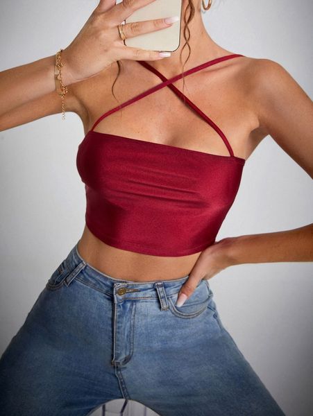 

tall criss cross crop cami s3br#, White