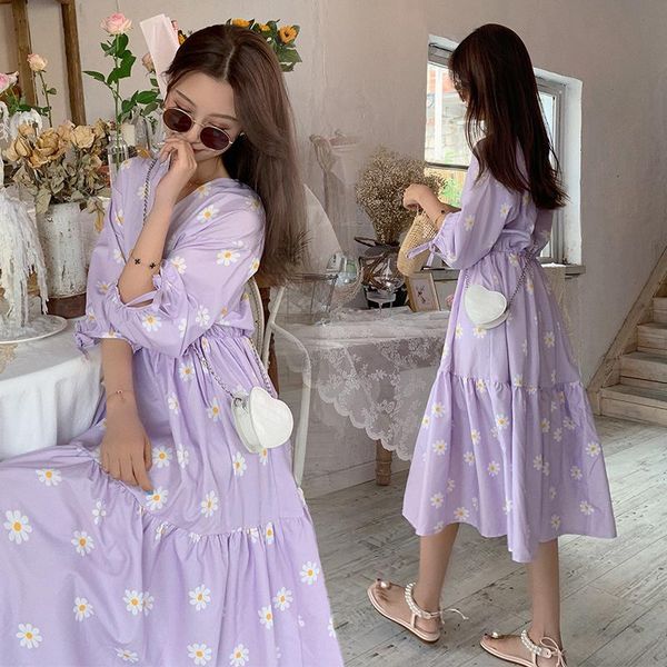 

maternity dresses clothes summer floral lactation short sleeve easy matching loose stylish dress for pregnant women mom, White
