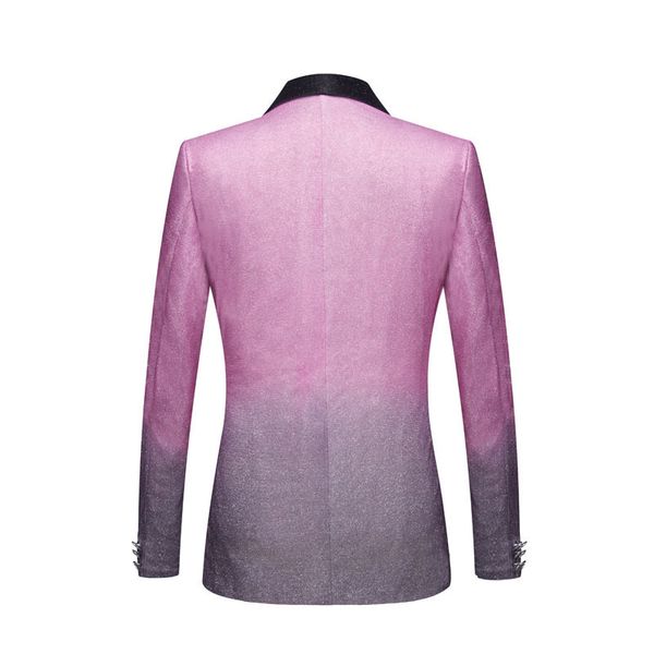 

men's suits & blazers pyjtrl stylish male engagement blazer and lapel slip gradient grey slim fit pink pink, stage singer, prom dress,, White;black