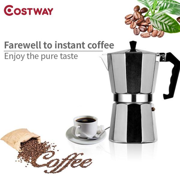 

costway coffee maker aluminum mocha pot octagonal coffee filter pot european cup