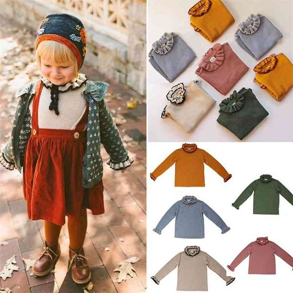 

kalinka toddler girl winter sweaters high neck children solid knit brand basic sweater baby girls keep warm 210619, Blue