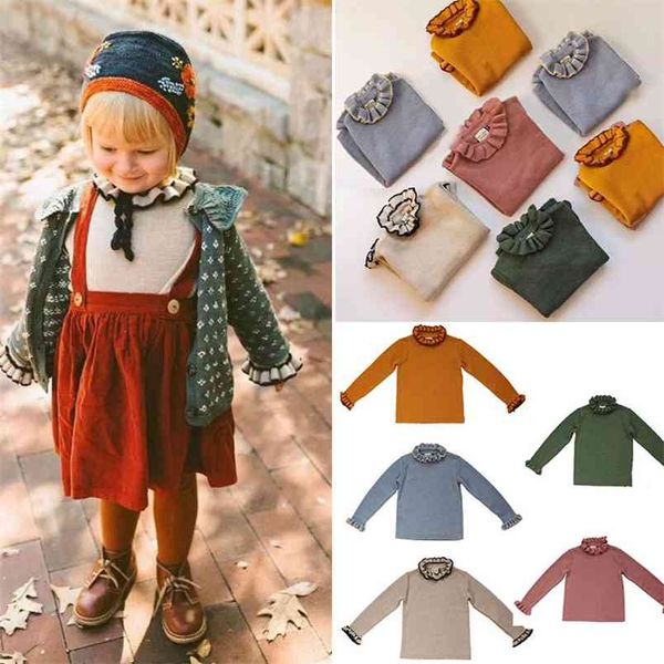 Kalinka toddler menina inverno suéteres pescoço alto crianças malha sólida tops marca suéter básico meninas bebê manter quente 210619