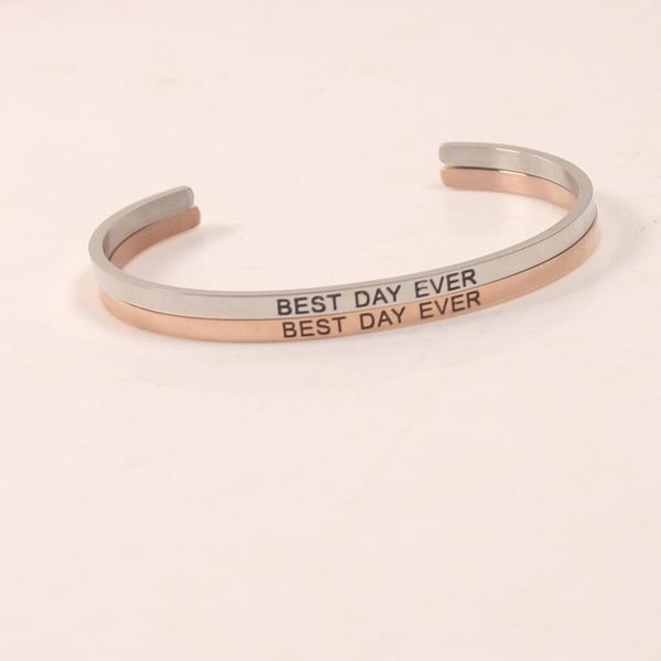 

bangle day ever mantra bracelets stainless steel handmade gift, Black