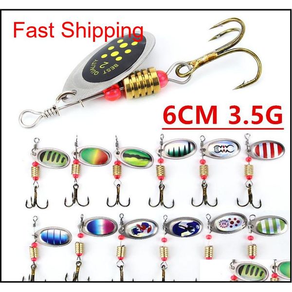 

10pcs multicolor 6cm 3.5g spinner fishing hooks fishhooks 6# hook metal baits & lures artificial bait pesca fishing tackle accessories vvhsz