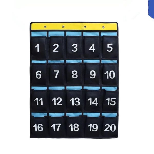 

56 pockets waterproof oxford fabric storage hanging bag numbered classroom charts for cell phones organizers purple blue navy