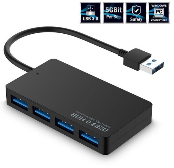 USB 3.0 Hub 4 Porta de alta velocidade de transferência de dados Suporte a tampão de sistemas Mutli Systems Plug and Play Hubs Adaptador