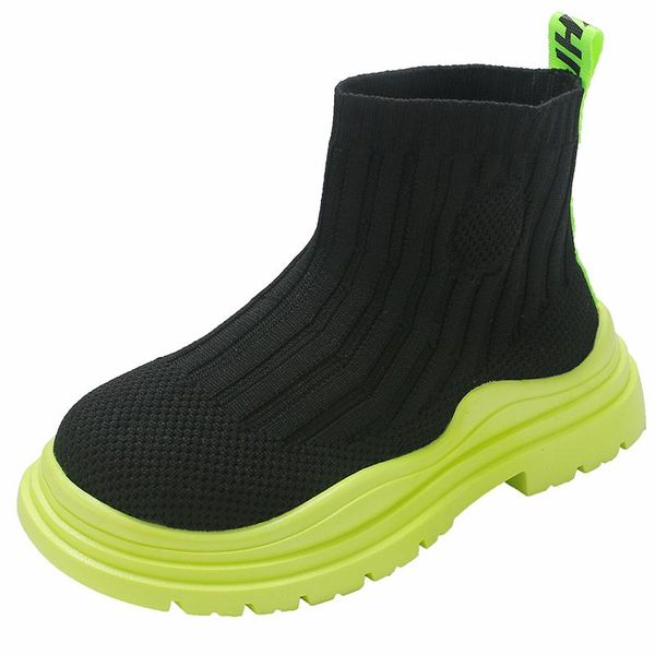 

boots 2022 winter leather children fashion girls warm comfort ankle kids shoes, Black;grey