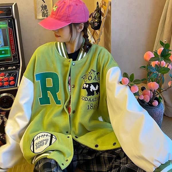 

men's hoodies & sweatshirts american avocado embroidered baseball jacket of the male and female vintage national fashion amendment or, Black