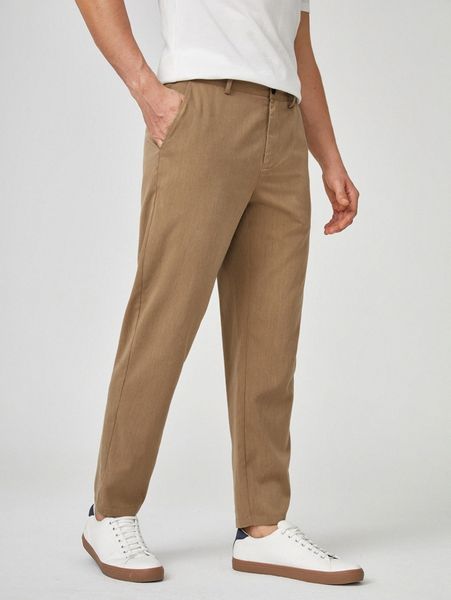 

men zipper fly slant pocket solid pants f1h1#, Black