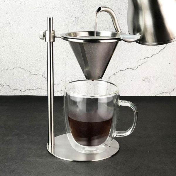 

coffee filters adjustable stainless steel pour over maker station stand with double filter tanding drip cone brewer