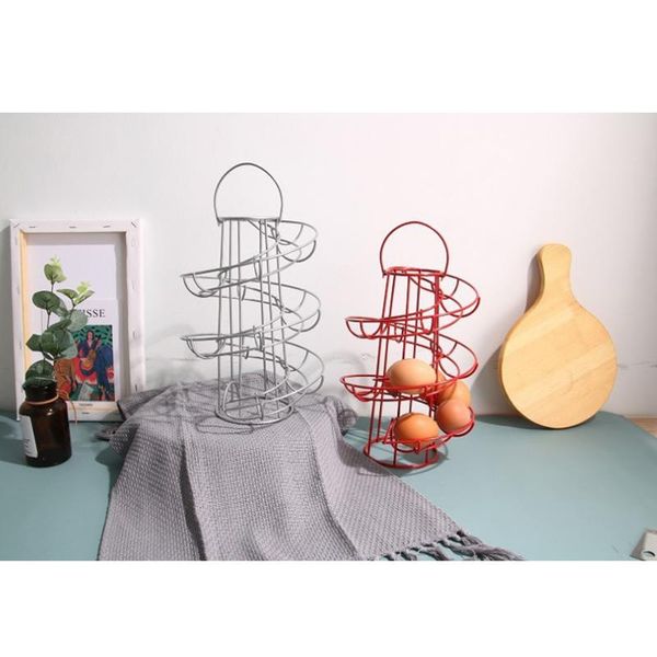

kitchen storage & organization creative egg rack spiral basket wrought iron practical multifunctional spiraling dispenser