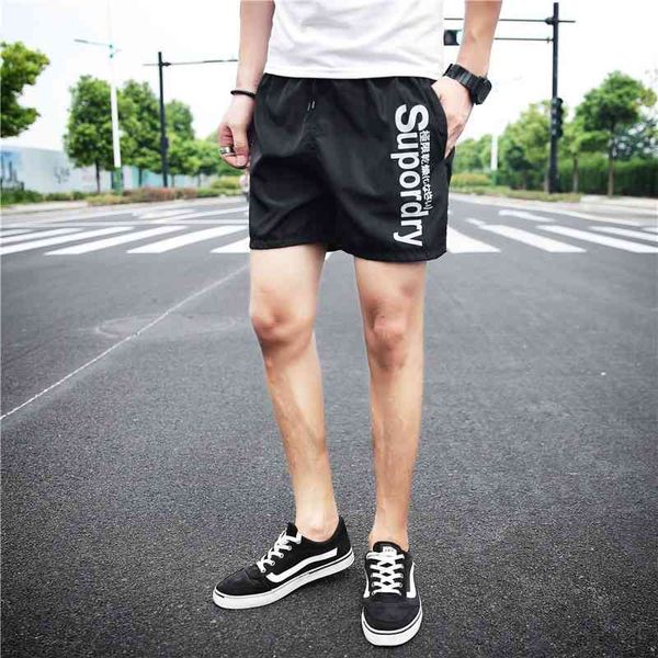 

beach quick drying summer breathable leisure sports shorts men's 3-piece beach printed pants, White;black