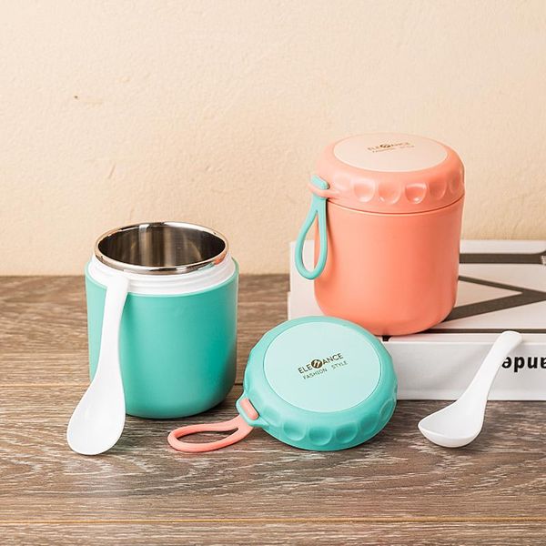 

portable mini thermal lunch box container with spoon stainless steel vaccum cup soup insulated water bottles