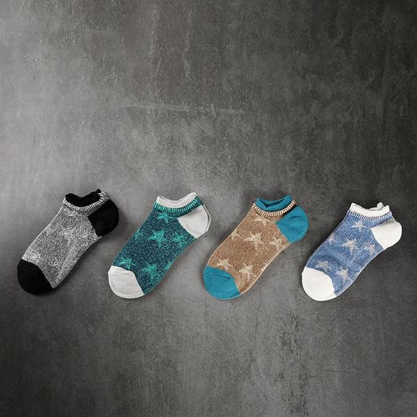 

men's socks 2021 man cotton boat autumn winter thick men star pattern trend mkj020, Black