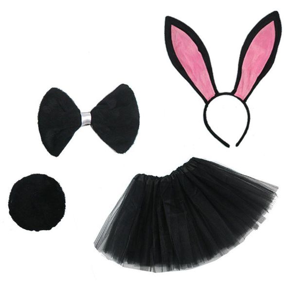 

4pcs kids cosplay costume set tutu skirt ears headband bowtie tail skirts, Blue
