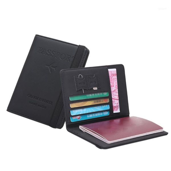 

neutral multi-purpose travel passport wallets tri-fold document organizer holder pu leather solid color casual business bags11, Brown;gray