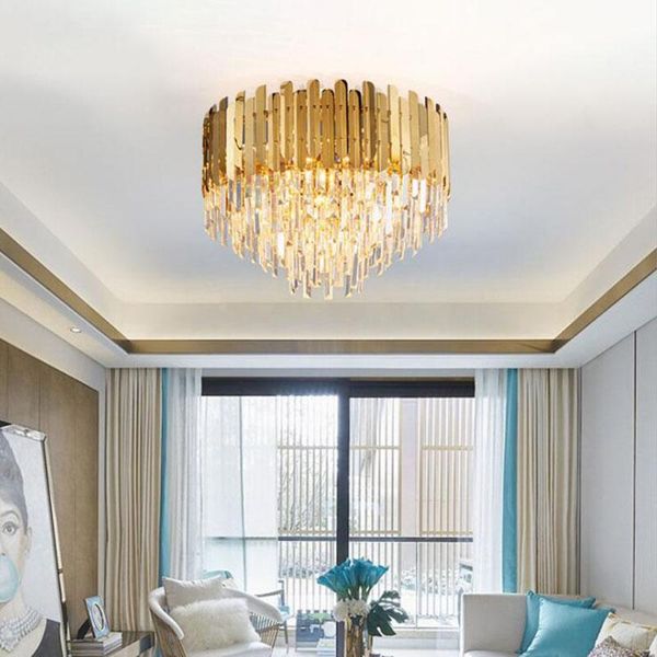 

ceiling lights manggic modern crystal lighting for luxury golden led cristal luster round living room lamp ac110-240v