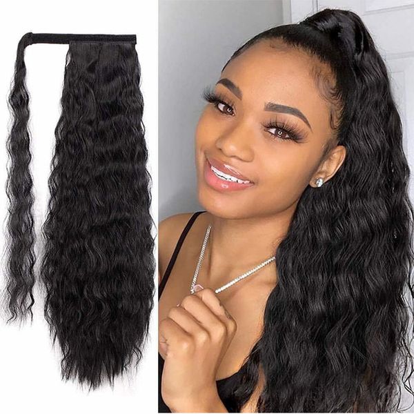 

malaysian remy human hair ponytails clips in wrap around ponytail natural color unprocessed, Black