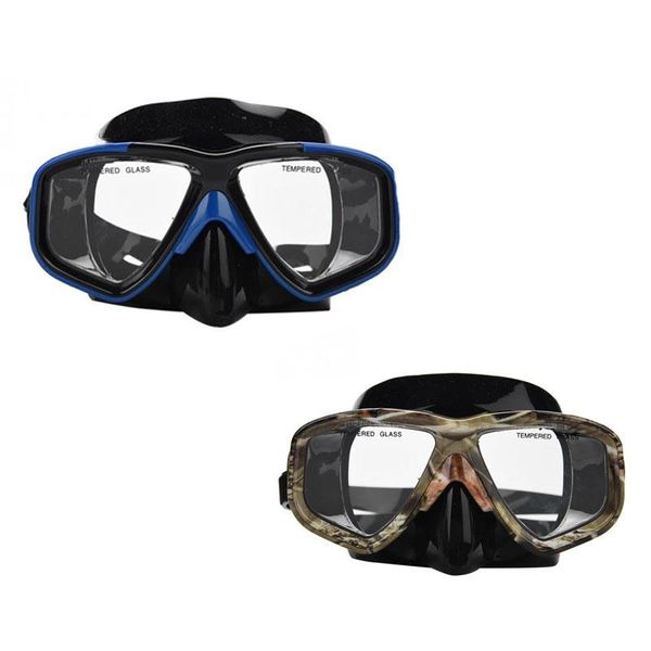 

yon sub 2 pcs professional diving mask snorkel anti-fog goggles glasses set eye protector blue & camouflage