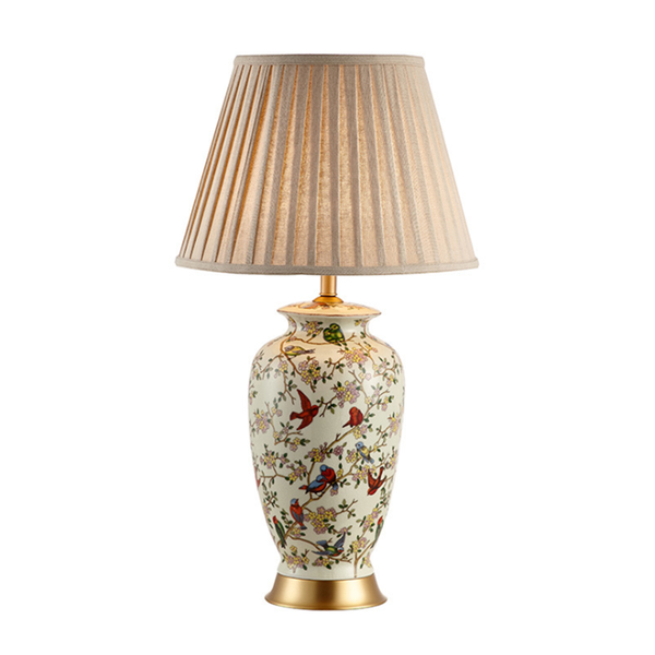 

table lamps chinese colorful flowers birds porcelain lamp foyer entrance pastoral wedding desk decor light 60cm d46