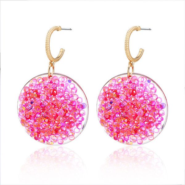 

fashion fashion transparent sweet earrings lovely pink earrings acrylic flash piece jewelry, Silver