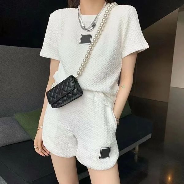 

women's tracksuits 2021 summer new product net red same customized fabric medieval custom leather brand short sleeve + shorts set, Gray