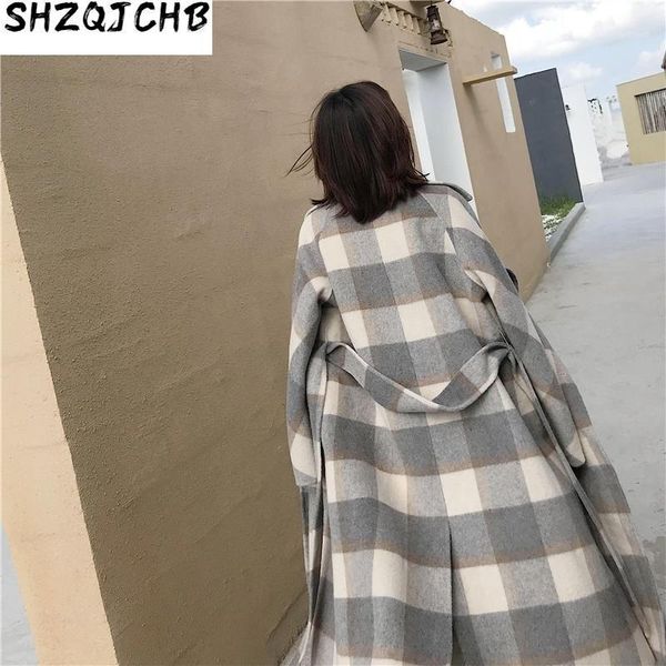 

winter coat women 100% wool korean plaid double sided long jacket for clothes casaco xw006 yy955 women's & blends, Black