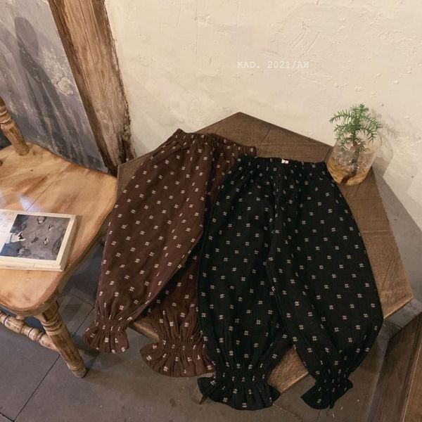 

trousers girls korean printing double jacquard pants 2021 children clothes, Blue