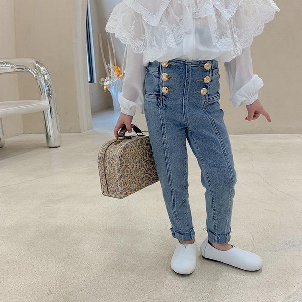 

jeans 2021 spring autumn girls fashion pant lace shirt, Blue