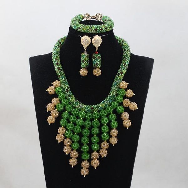 

earrings & necklace christmas gift fashion crystal jewelry set nigerian african wedding bridal/women beads anj277, Silver
