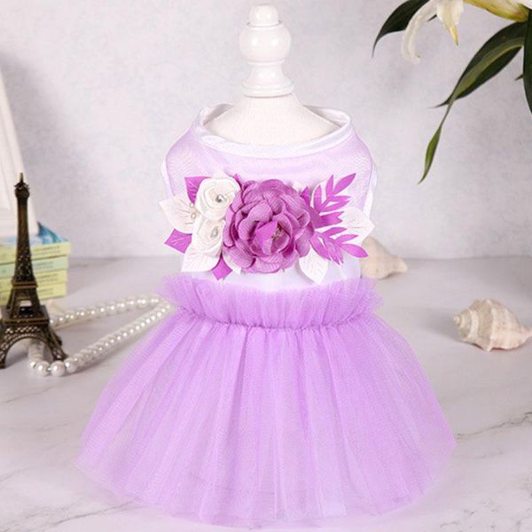 

dog apparel summer lace princess dress pink flower pet puppy dogs small clothes for chihuahua cat tulle